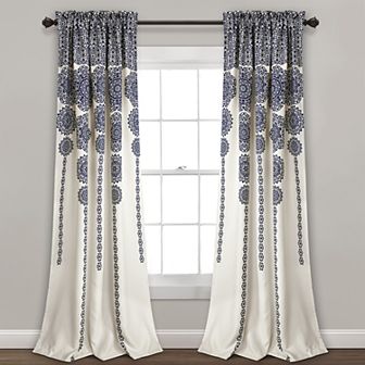 Lush Decor Stripe Medallion Room Darkening Window Curtains Set - 52" x 84"