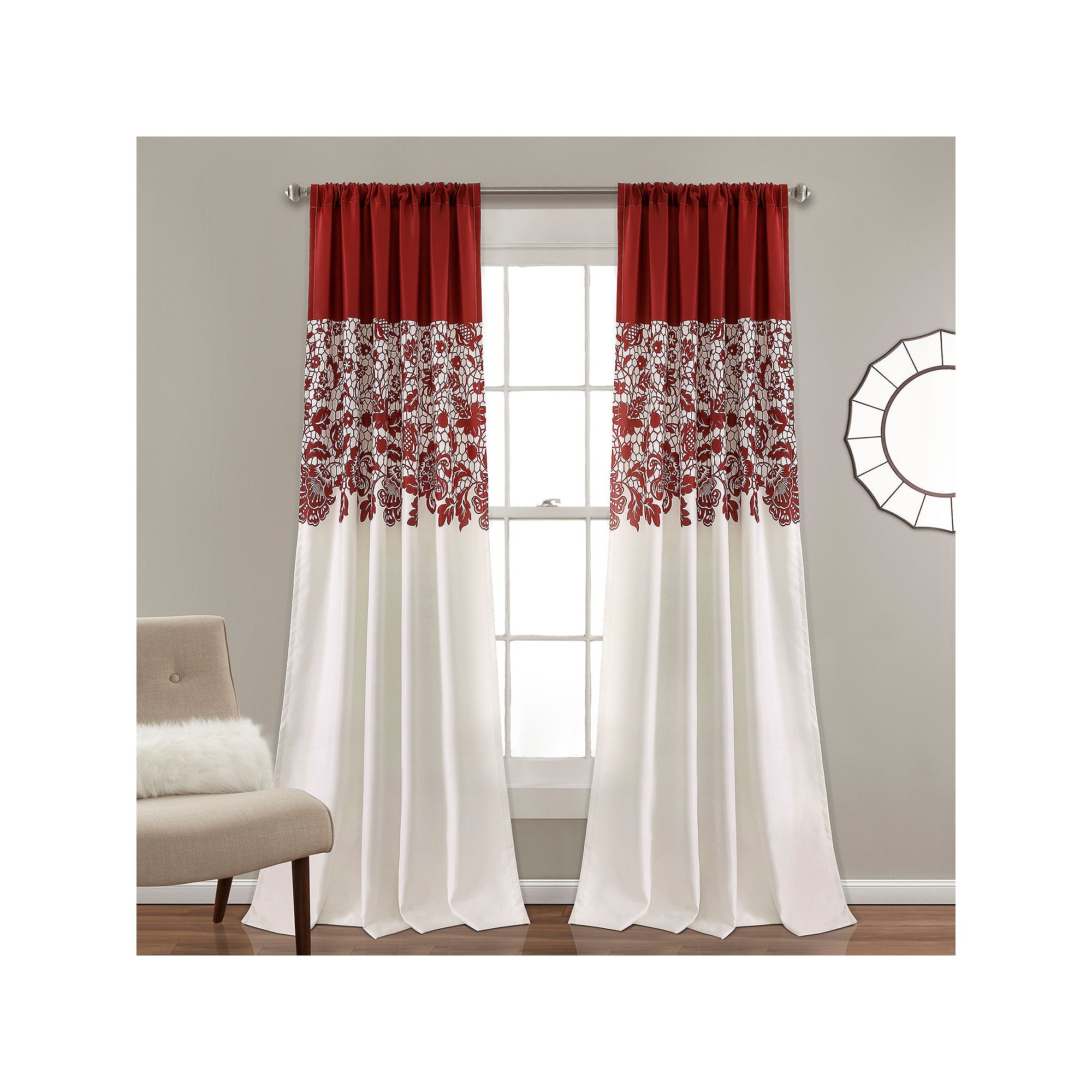 Lush Decor Estate Garden Print Room Darkening Window Curtains Set - 52 x