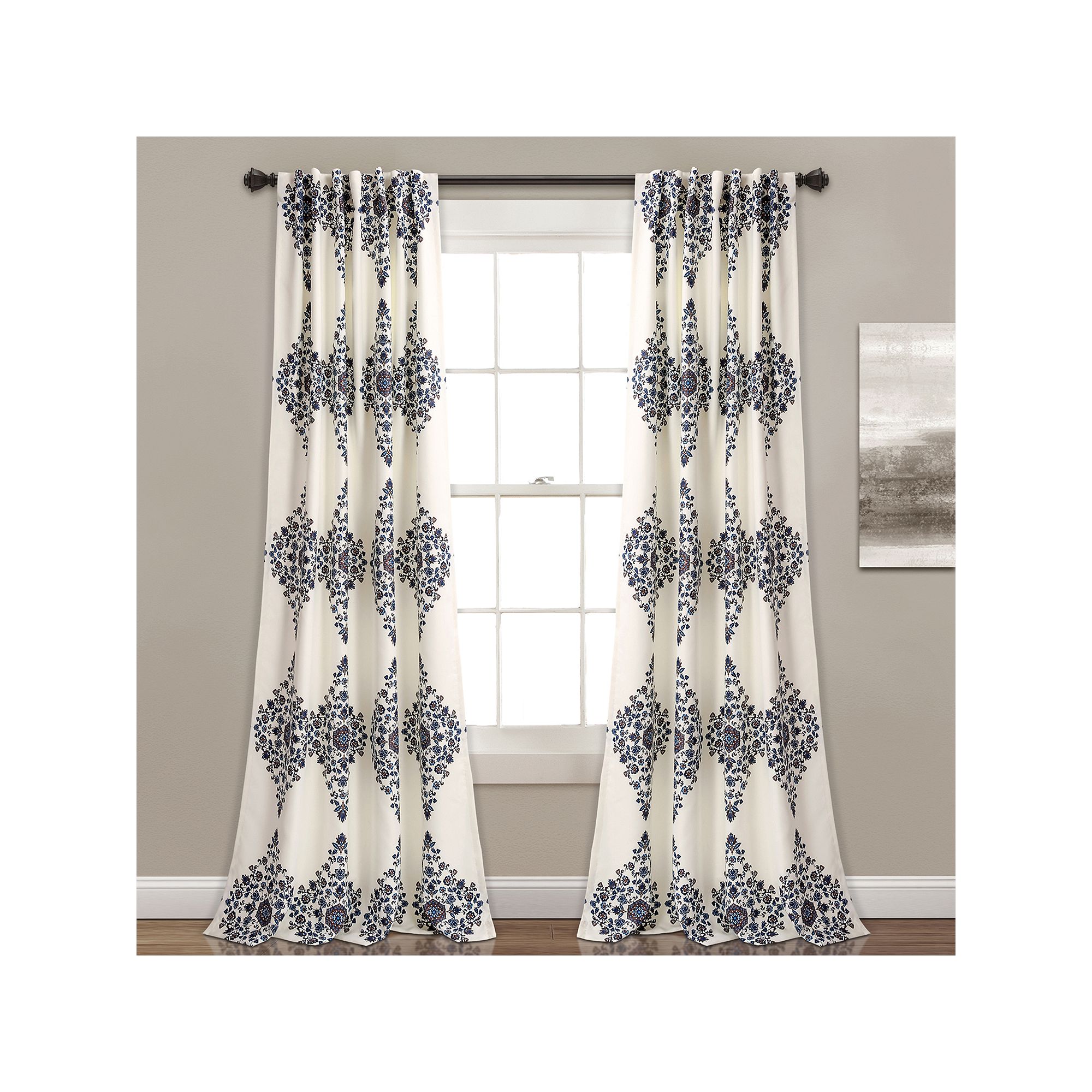 Lush Decor 2-pack Keya Medallion Room Darkening Window Curtains, Ivory