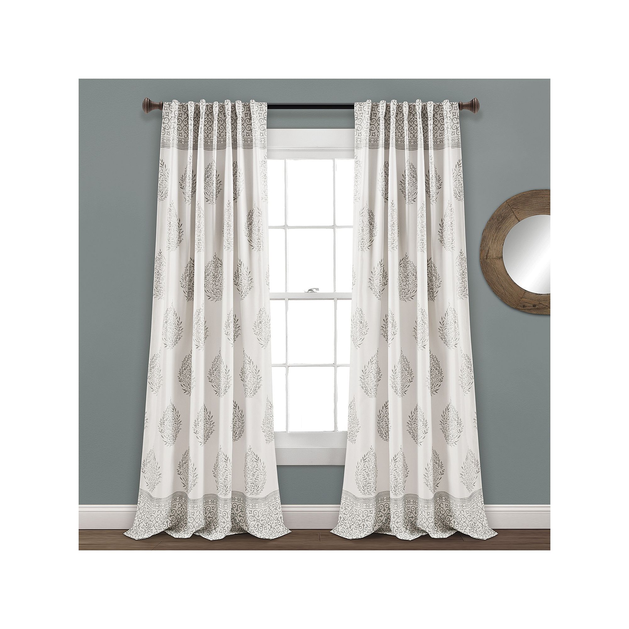 Lush Decor Teardrop Leaf Room Darkening Window Curtains Set, Gray