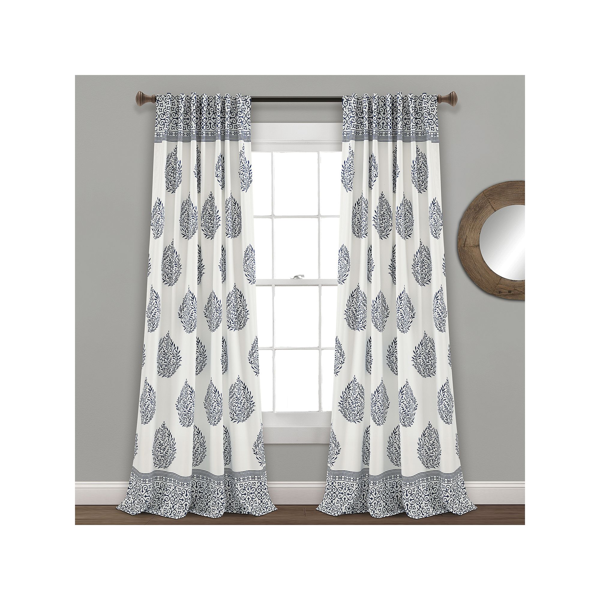 Lush Decor Teardrop Leaf Room Darkening Window Curtains Set, Blue