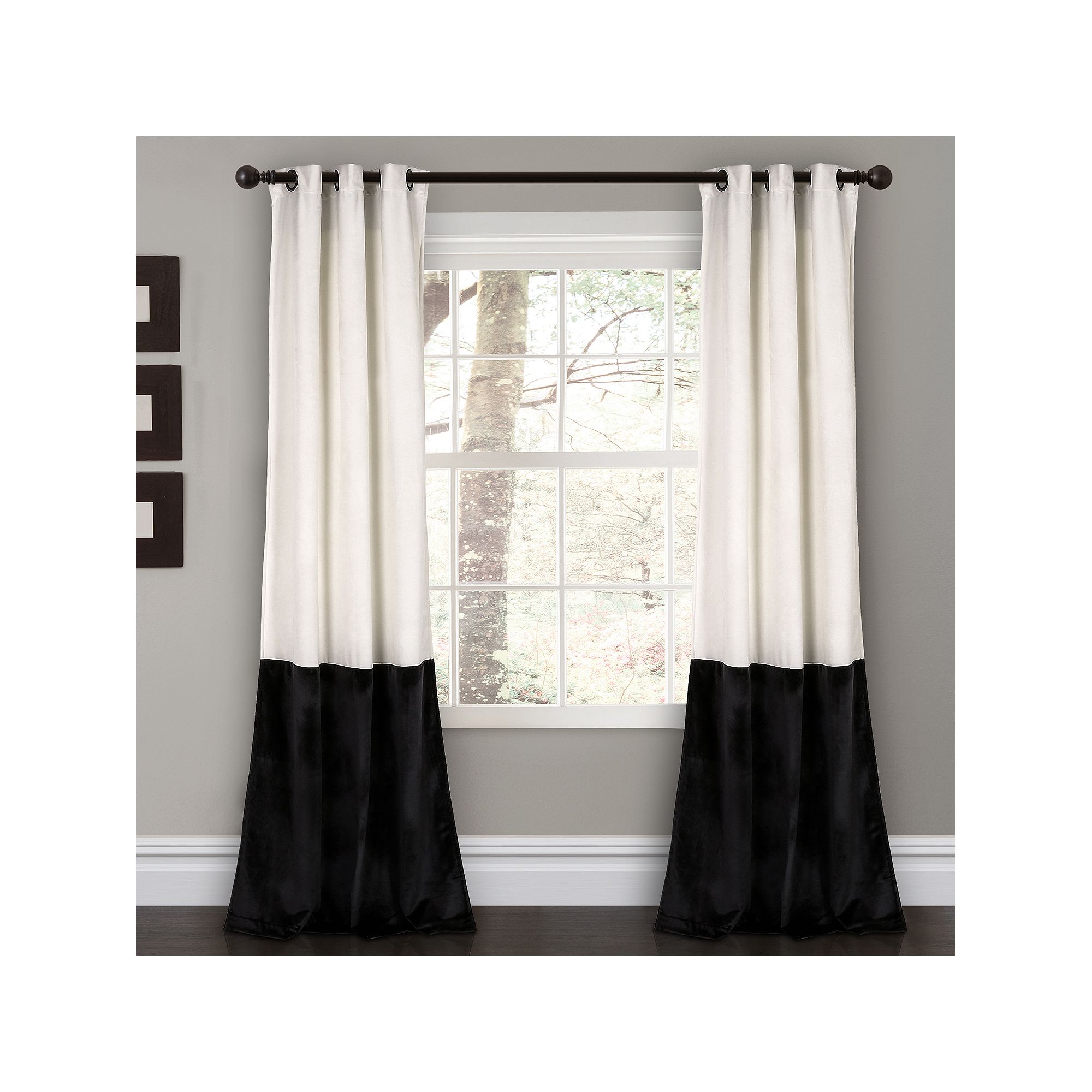 Lush Decor 2-pack Prima Velvet Color Block Room Darkening Window Curtains 