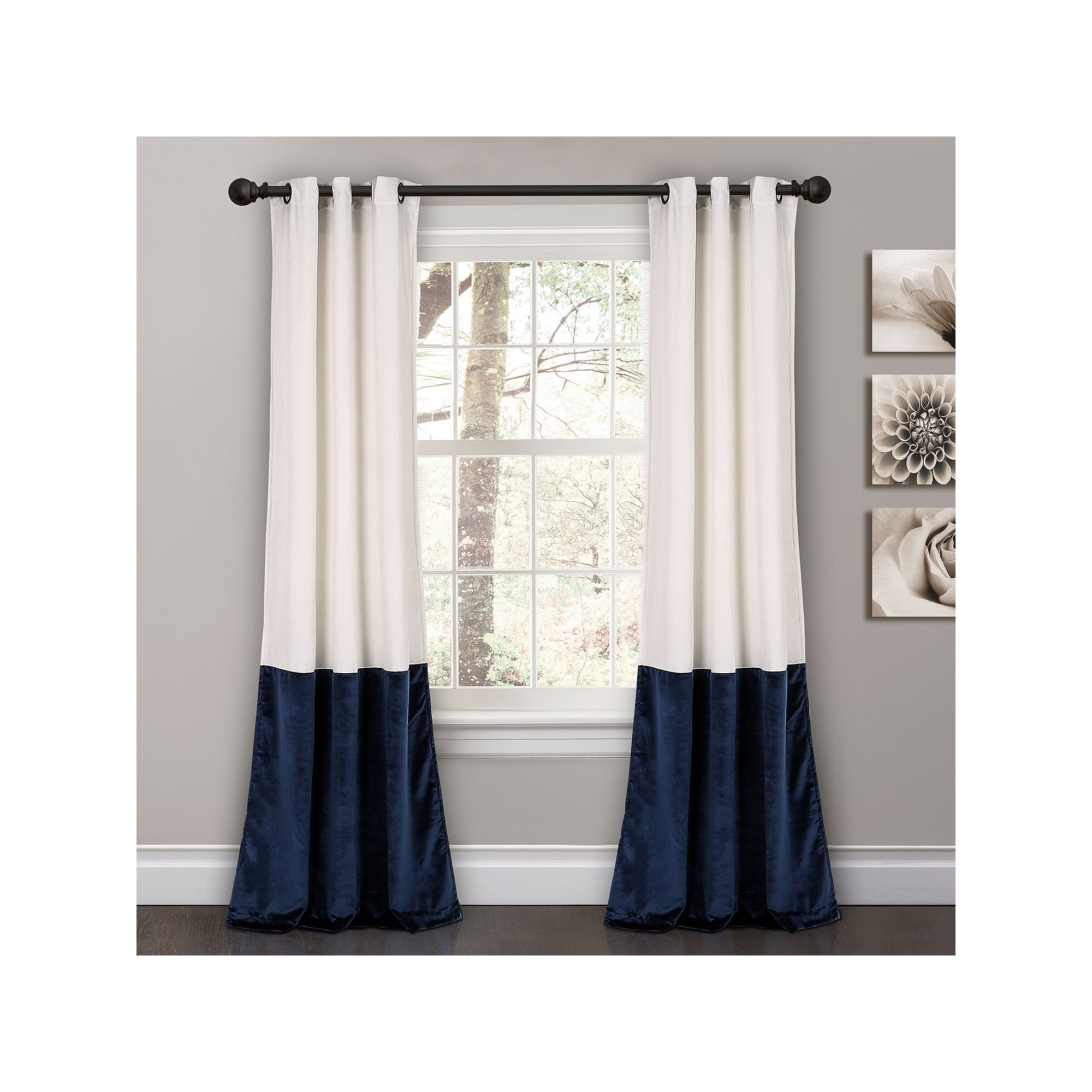 Lush Decor 2-pack Prima Velvet Color Block Room Darkening Window Curtains 