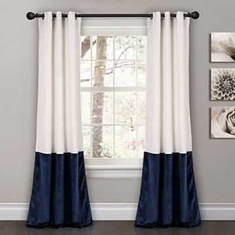 Lush Decor 2-pack Prima Velvet Color Block Room Darkening Window Curtains - 38" x 84"