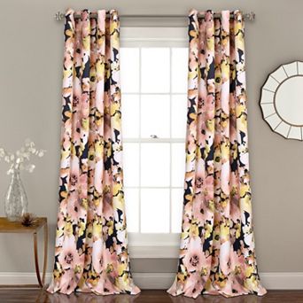 Lush Decor 2-pack Floral Watercolor Room Darkening Window Curtains - 52" x 84"