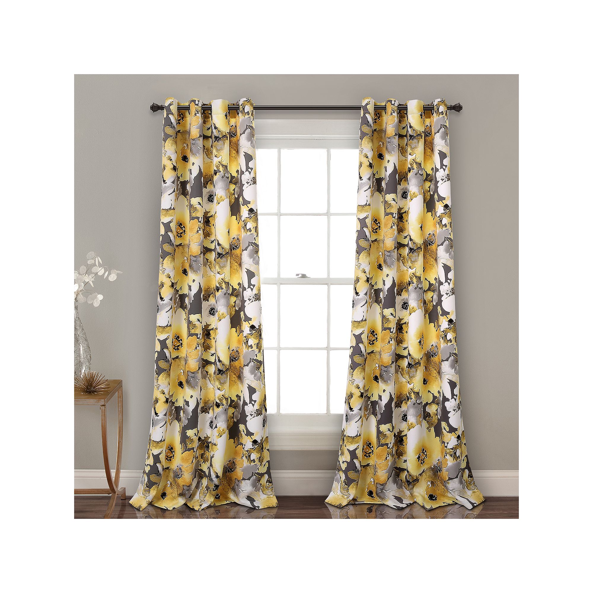 Lush Decor 2-pack Floral Watercolor Room Darkening Window Curtains - 52 