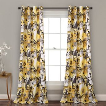 Lush Decor 2-pack Floral Watercolor Room Darkening Window Curtains - 52" x 84"