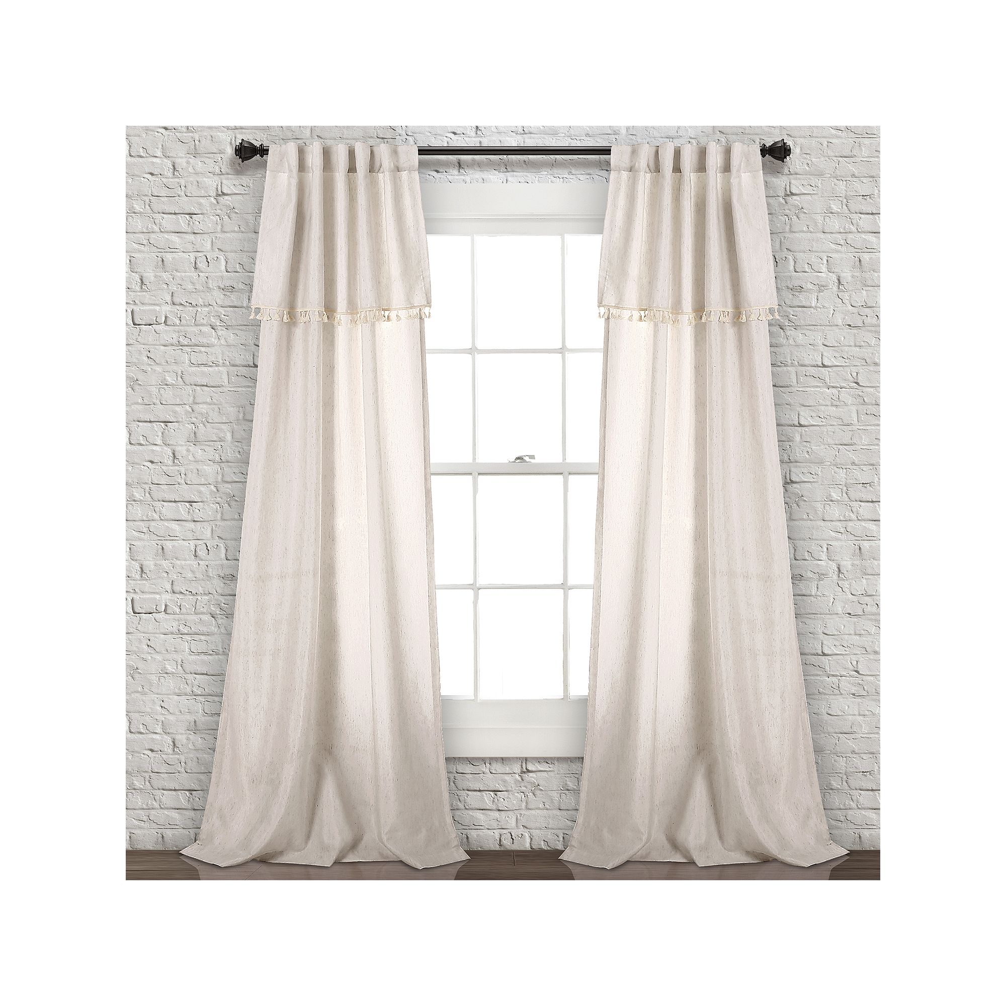 Lush Decor Ivy Tassel Window Curtains Set, Neutral