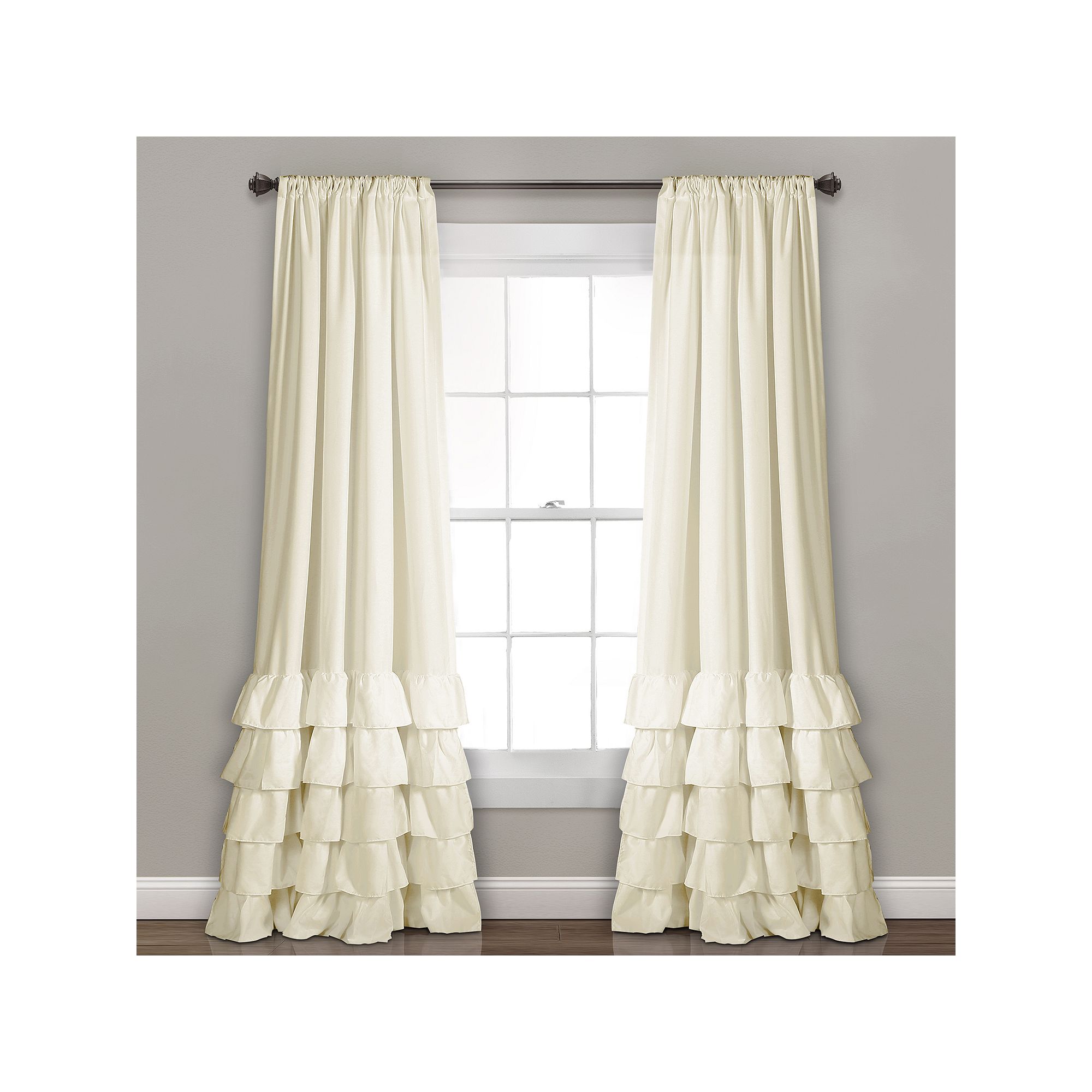 Lush Decor Allison Ruffle Window Curtains Set, Ivory