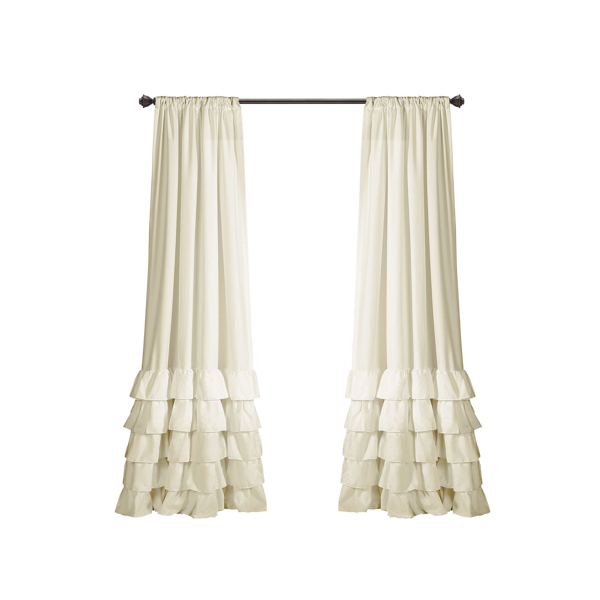 Lush Decor Allison Ruffle Window Curtains Set, White