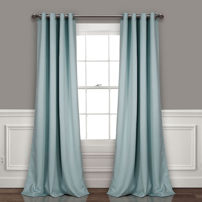 Lush Decor Insulated Grommet Solid Color Blackout Room Darkening Window Curtain Panel  Blue  63 L x 52 W  Set of 2