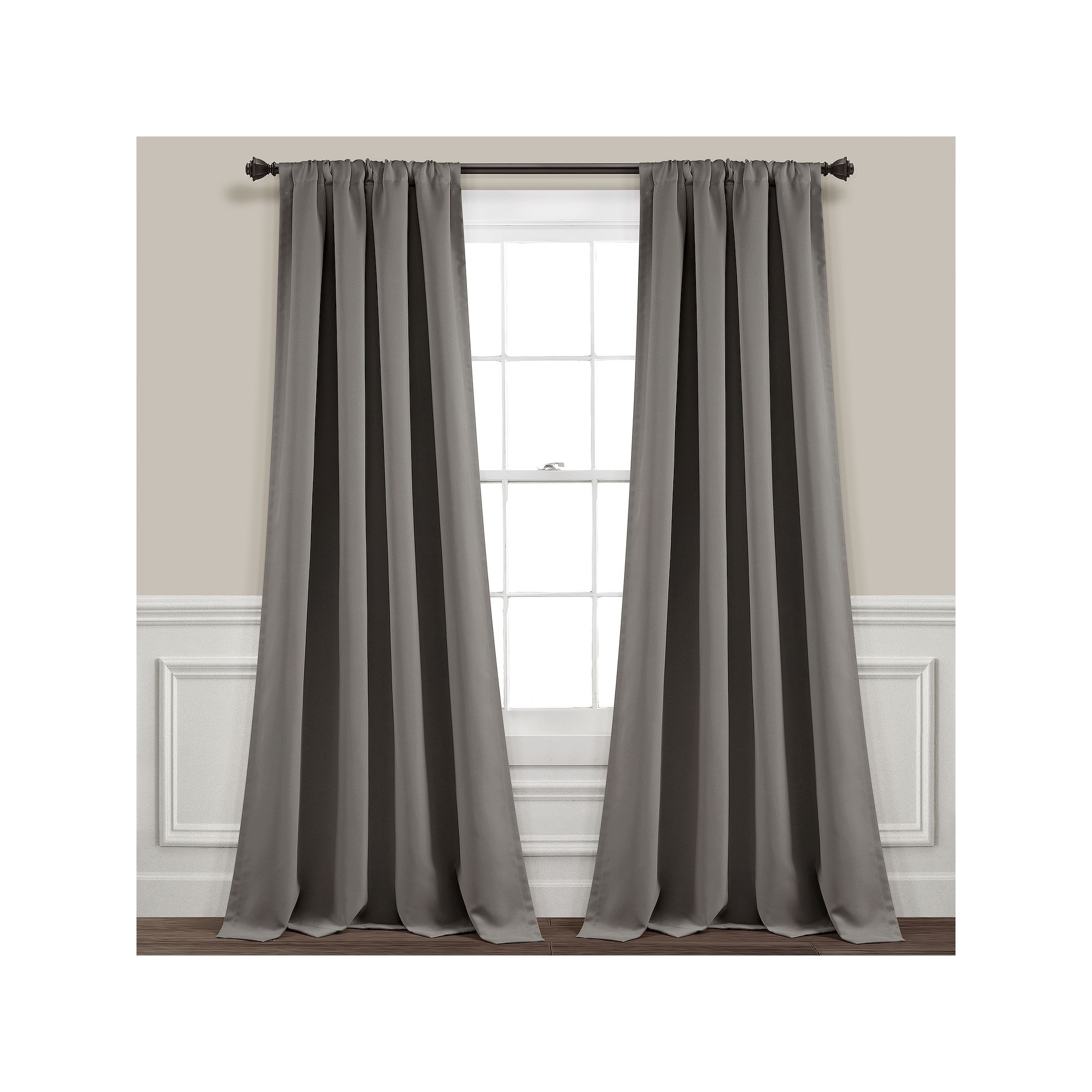 Lush Decor Insulated 100% Blackout Window Curtains Set, Dark Gray