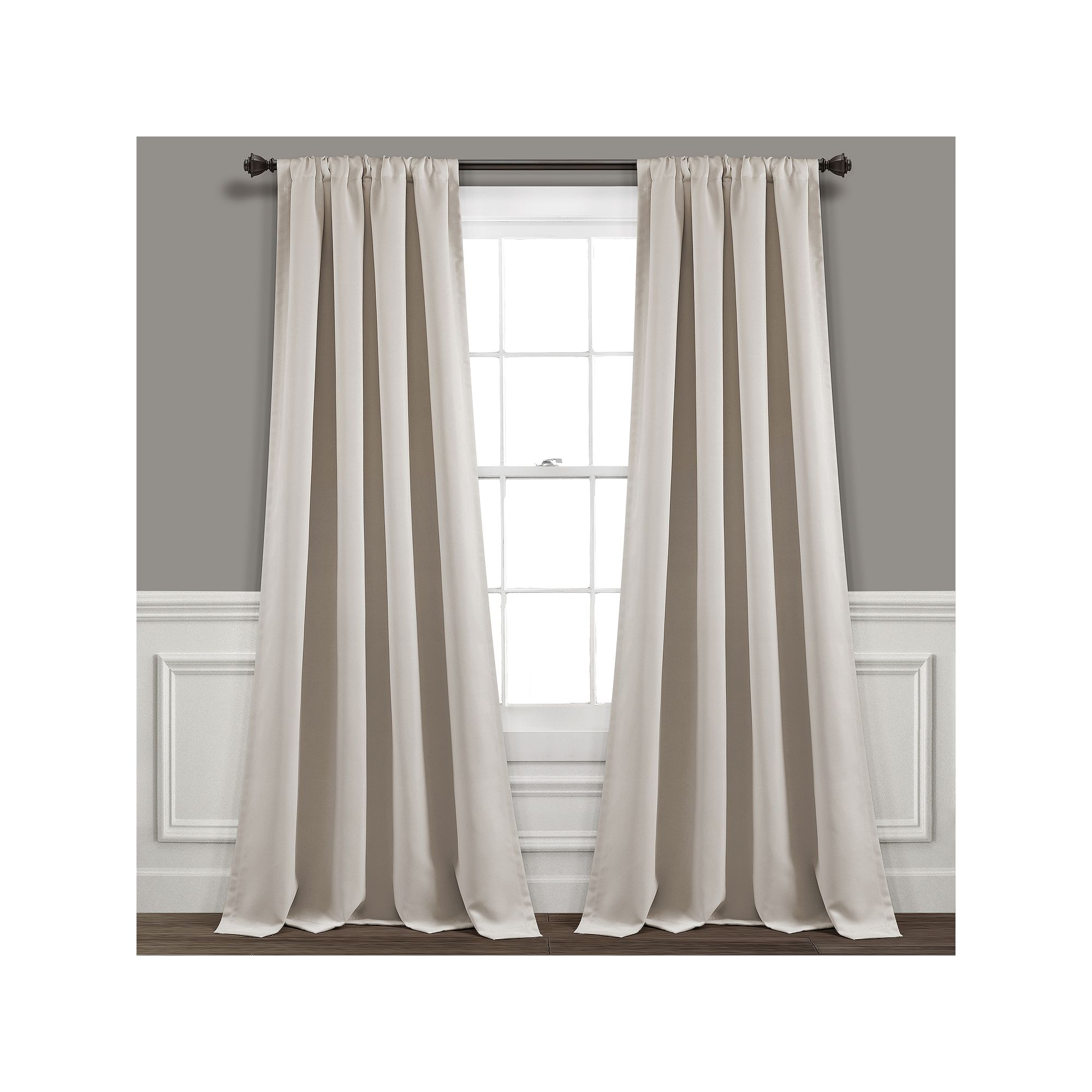 Lush Decor Insulated 100% Blackout Window Curtains Set, Light Gray