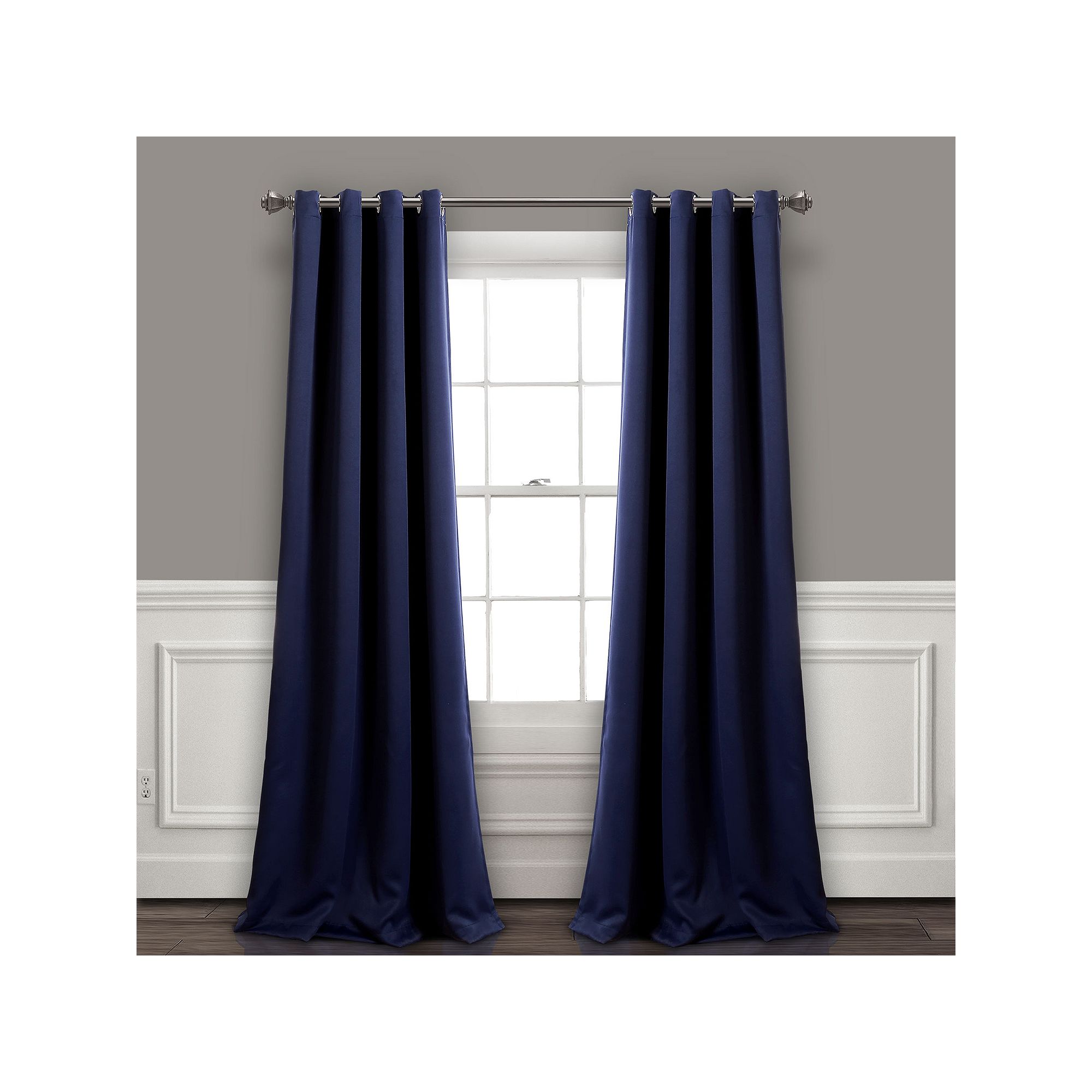 Lush Decor Insulated 100% Blackout Window Curtains Set, Blue