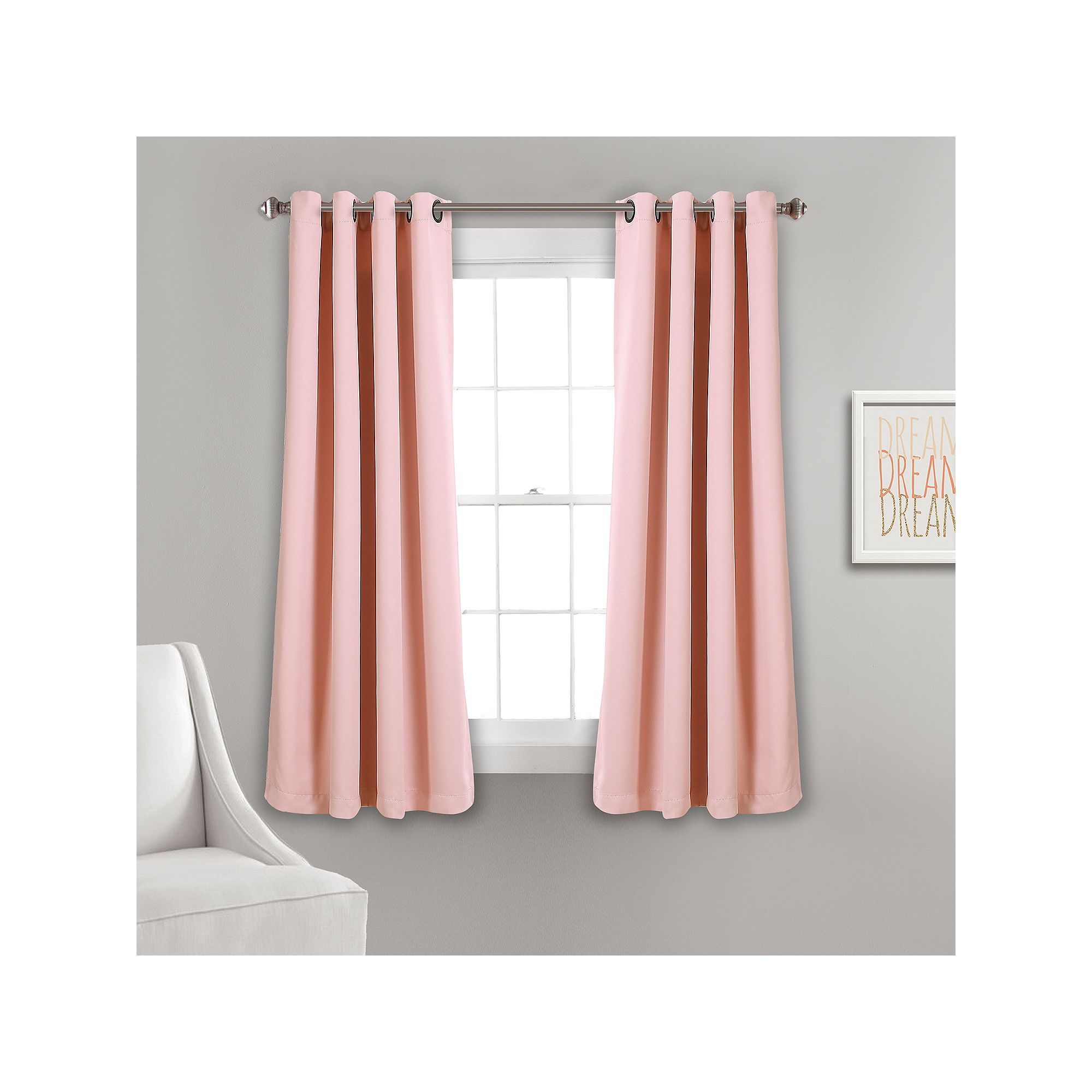 Lush Decor Insulated 100% Blackout Window Curtains Set, Pink
