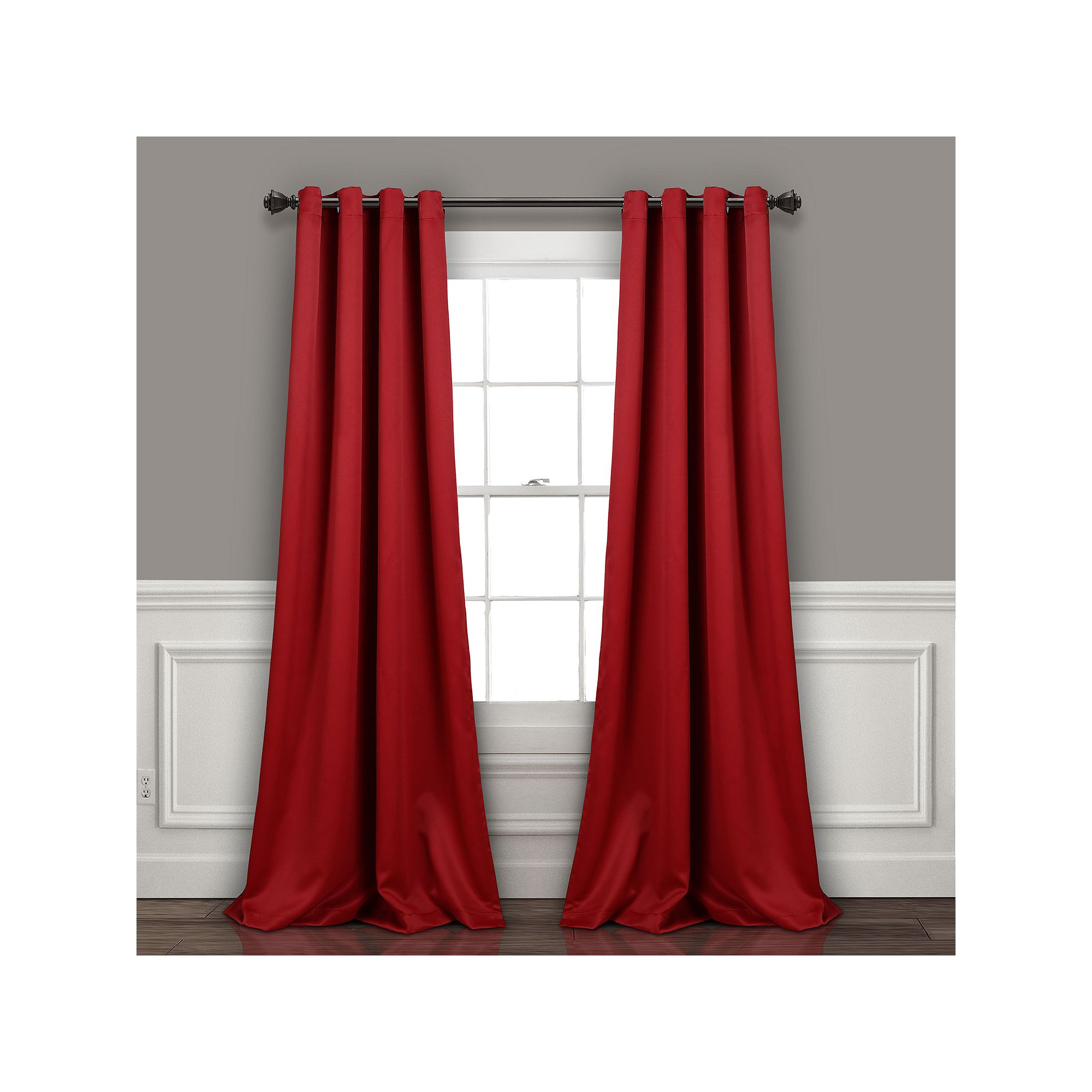 Lush Decor Insulated 100% Blackout Window Curtains Set, Red