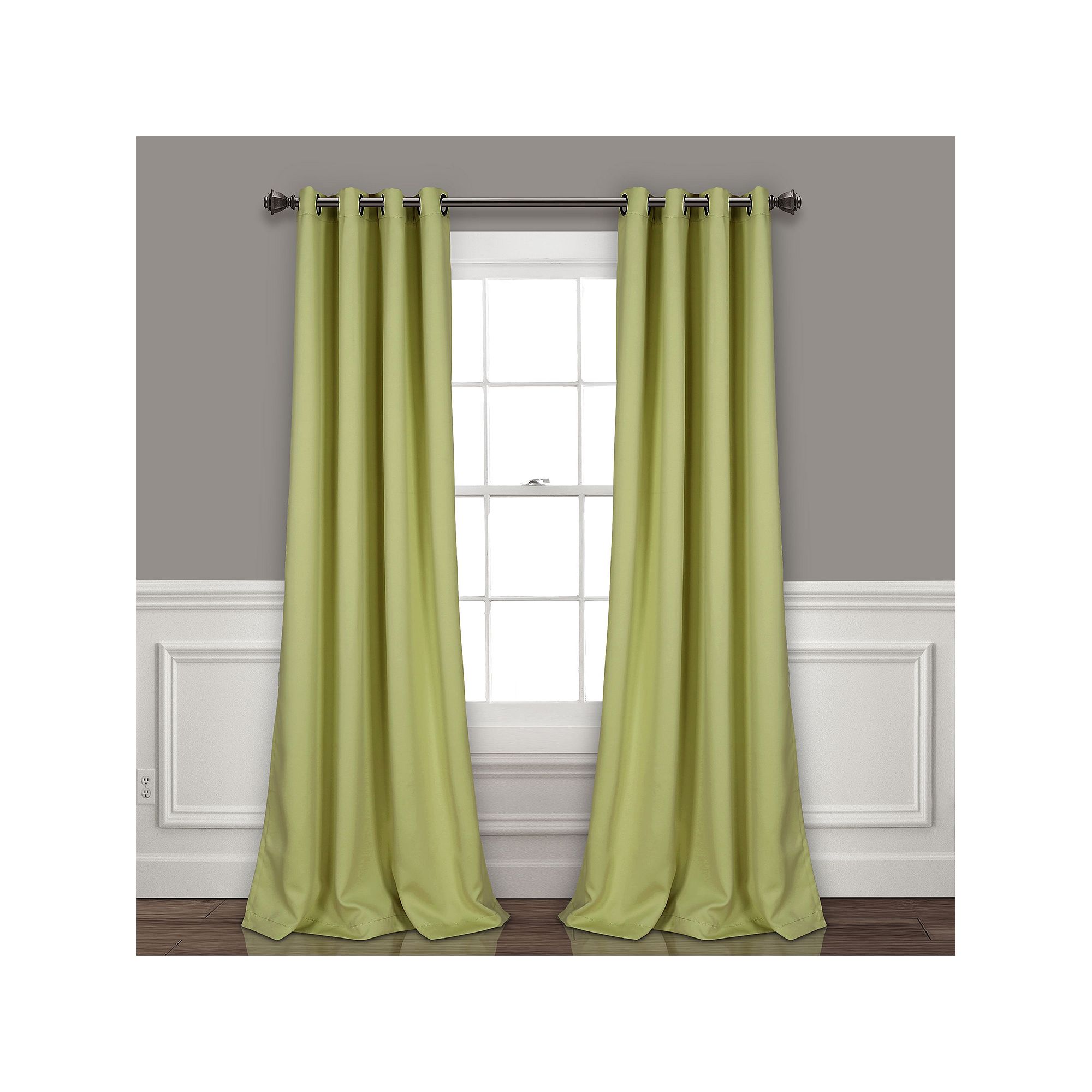 Lush Decor Insulated 100% Blackout Window Curtains Set, Green
