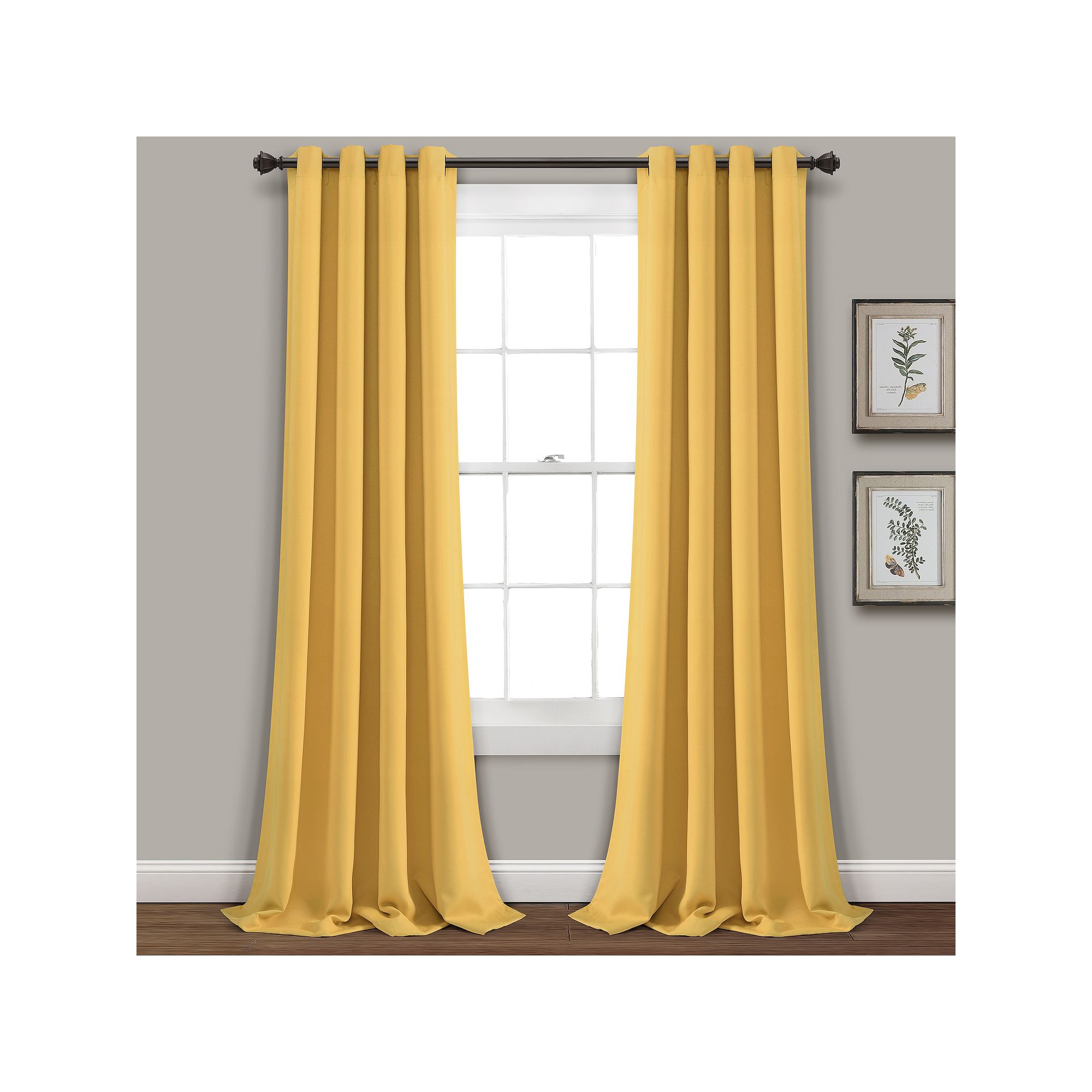 Lush Decor Insulated 100% Blackout Window Curtains Set, Yellow