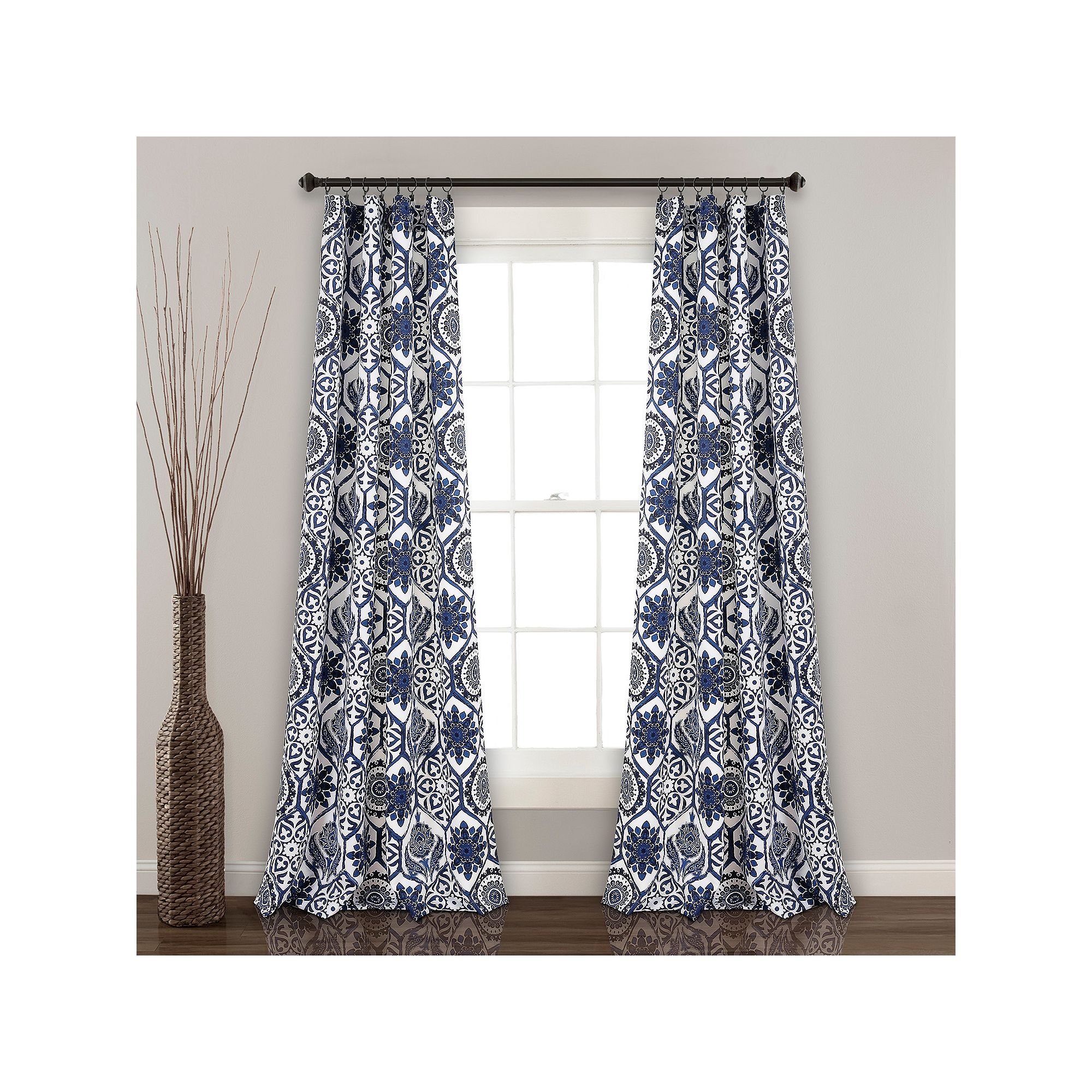Lush Decor 2-pack Marvel Suzani Room Darkening Window Curtains, Blue