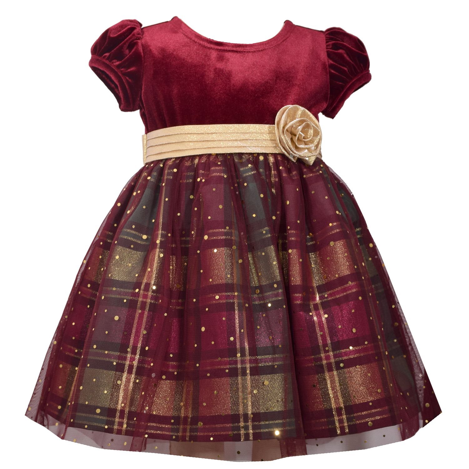 baby girl bonnie jean velvet plaid dress