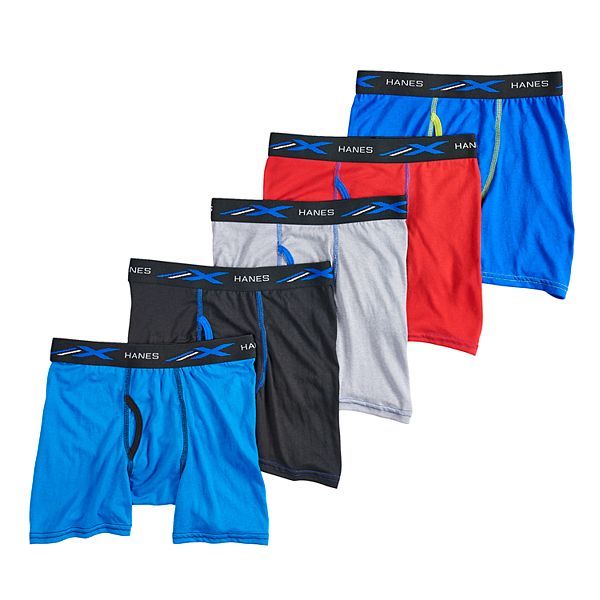 Hanes Ultimate Boys' 5-Pack Boxer Briefs, Blue/Red/Black  Assorted, Small: Clothing, Shoes & Jewelry