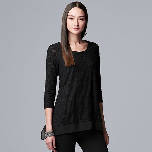 Women's Simply Vera Vera Wang Jacquard Handkerchief-Hem Top