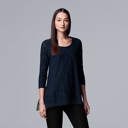 Women's Simply Vera Vera Wang Jacquard HandkerchiefHem Top