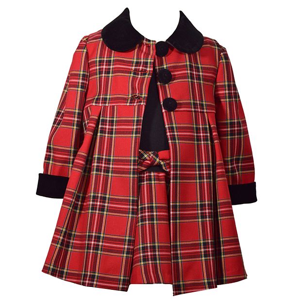 Baby Girl Bonnie Jean Plaid Dress Coat Set