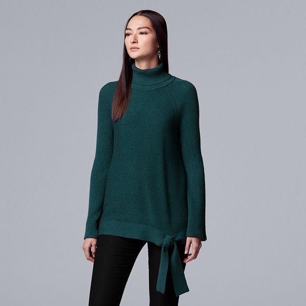 Women's Simply Vera Vera Wang Side-Tie Ribbed Turtleneck Sweater