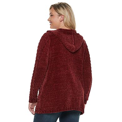 Plus Size Sonoma Goods For Life® Chenille Hooded Cardigan