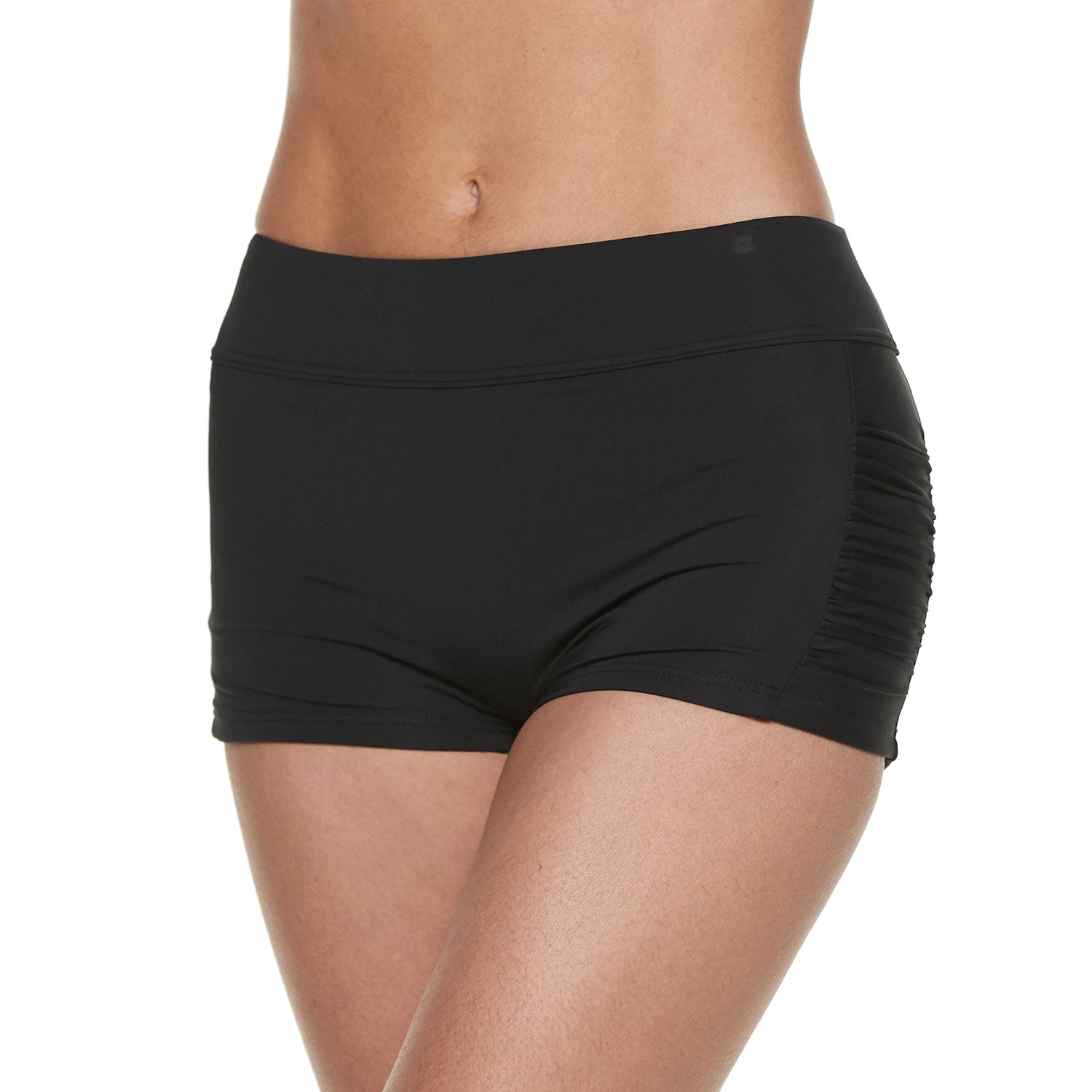 ruched boyshort bikini bottoms