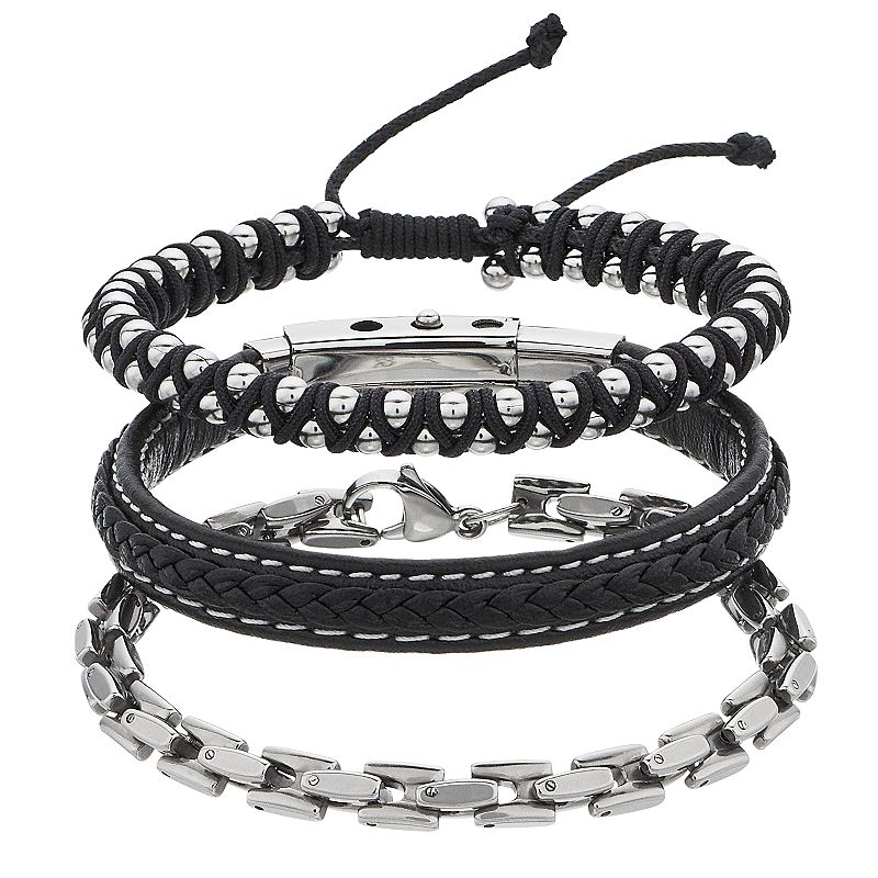 54164972 1913 Mens 3-piece Stainless Steel Braided Leather  sku 54164972