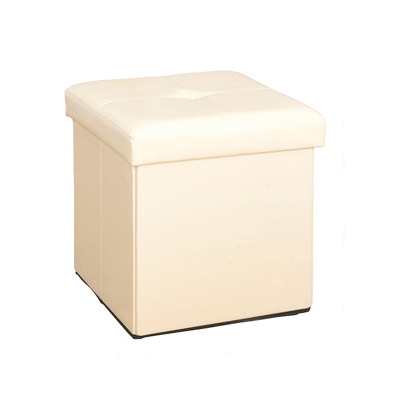 GTIN 633125005751 product image for Simplify Small Collapsible Folding Storage Ottoman, Ivory | upcitemdb.com
