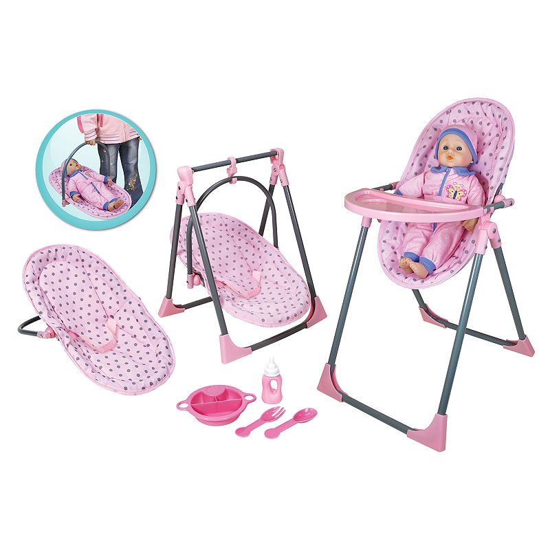 Lissi Dolls 4-in-1 Highchair Set, Pink