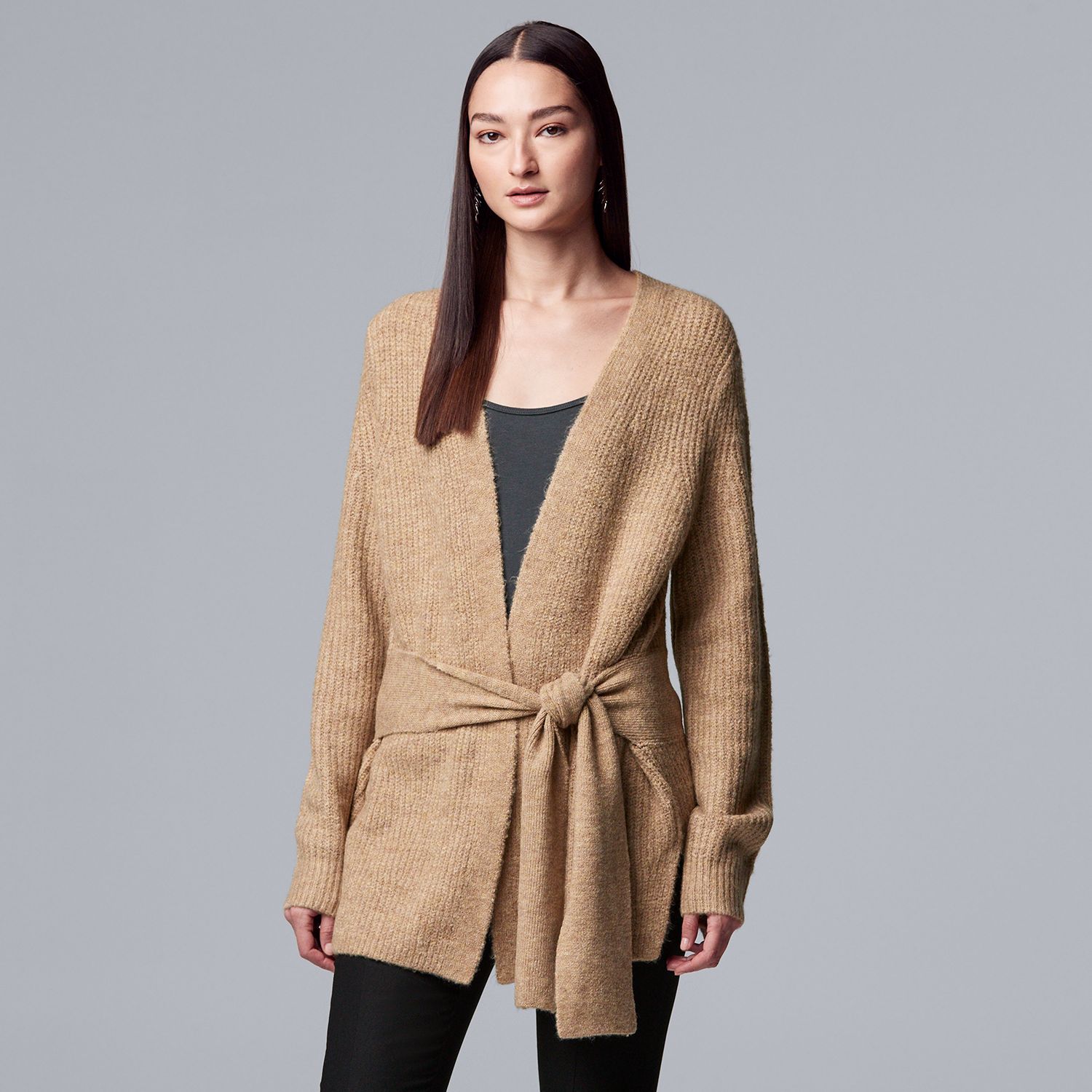 tie front cardigan sweater