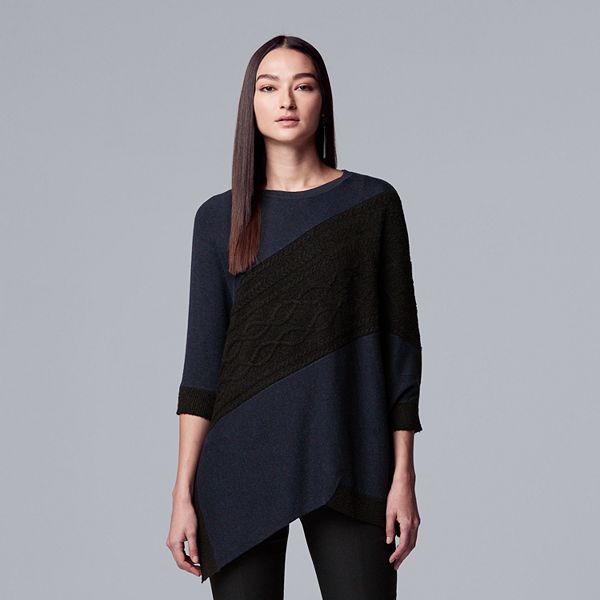 Plus Size Simply Vera Vera Wang Cable Knit Poncho