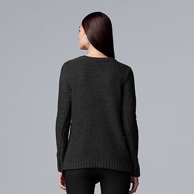 Women's Simply Vera Vera Wang Cable-Knit Asymmetrical Hem Sweater