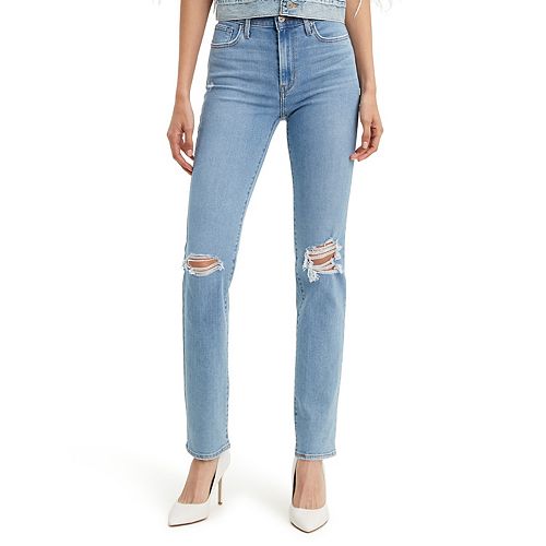 white levi's straight leg jeans