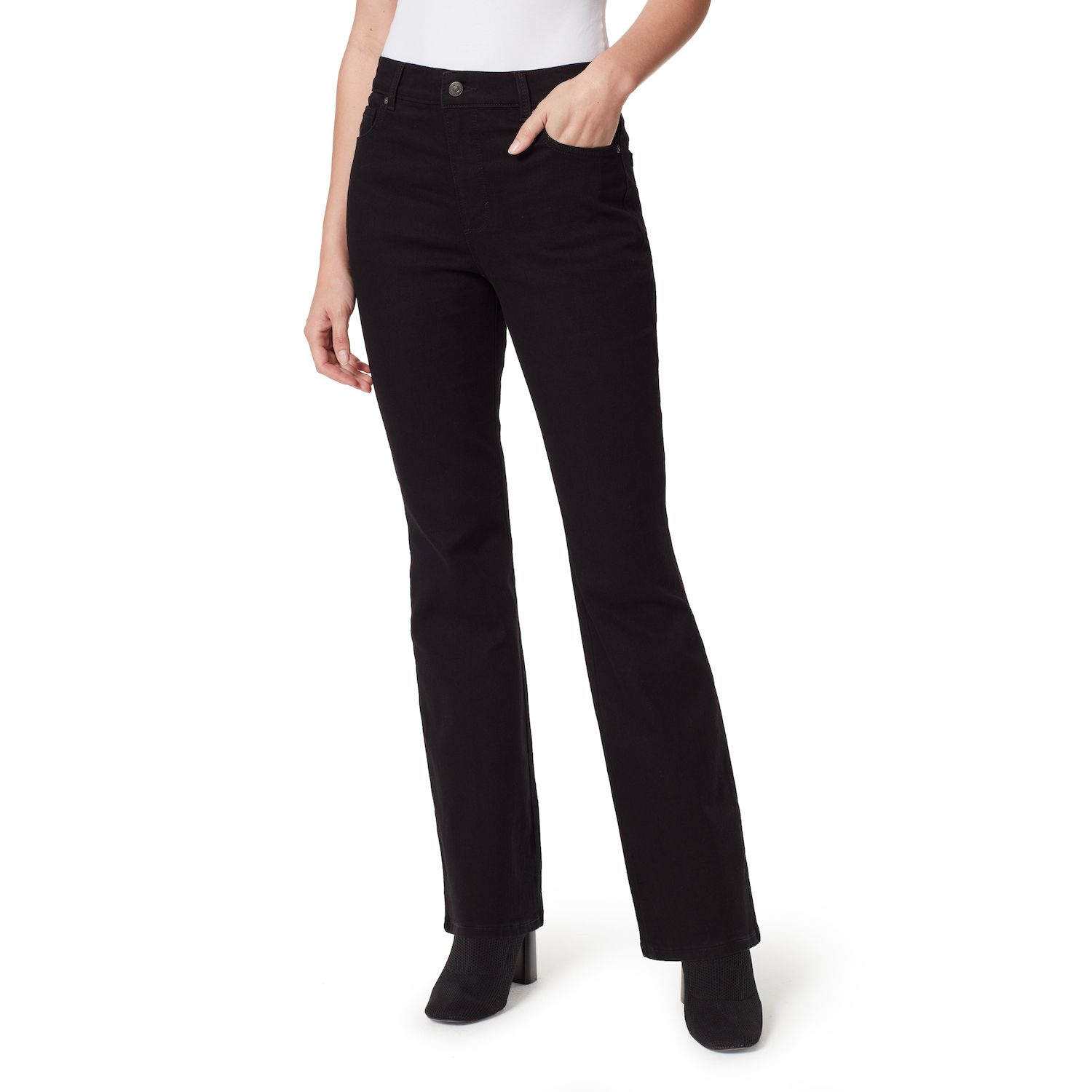 black bootcut high waisted jeans