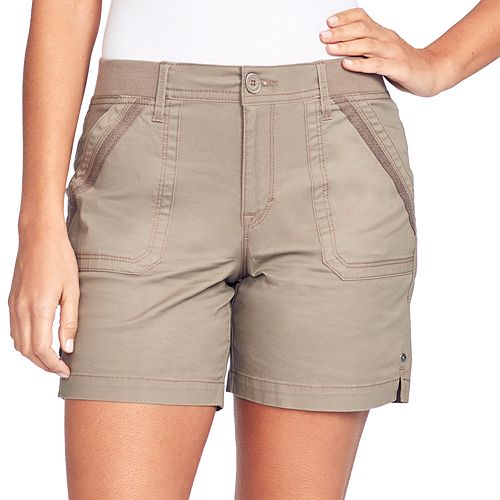 Women's Gloria Vanderbilt Twill Ribbed Waist Utility Shorts