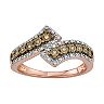 Rose Gold Tone 1/6 Carat T.W. Champagne & White Diamond Bypass Ring