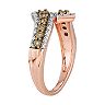 Rose Gold Tone 1/6 Carat T.W. Champagne & White Diamond Bypass Ring