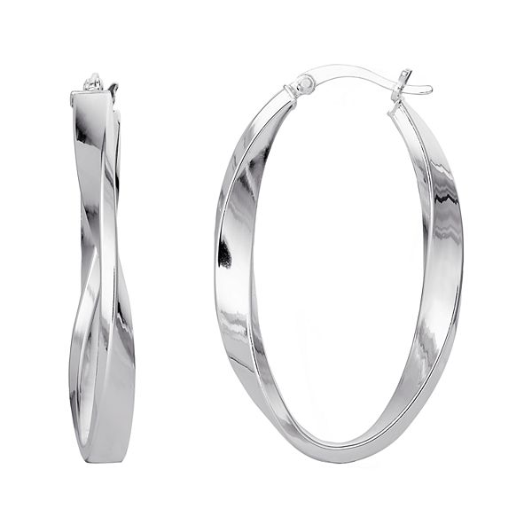 Twisted Sterling Silver Hoop Earrings in Silver - Loewe