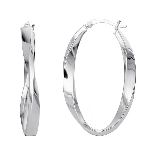 Twisted silver deals hoop earrings