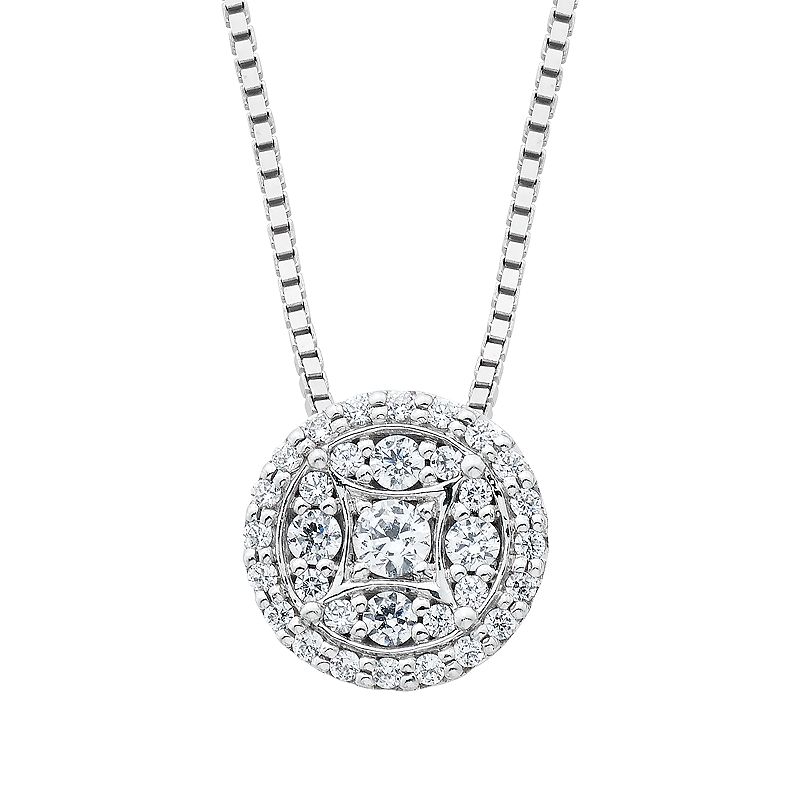 Diamond Splendor Sterling Silver Crystal & Diamond Circle Pendant Necklace