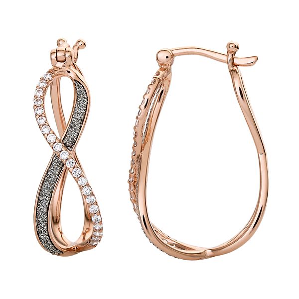 Small Infinity Hoops with Hanging Locks Rose Gold