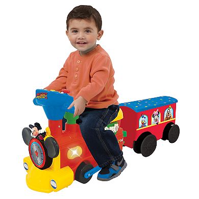 Disney's Mickey Mouse 2-in-1 Ride-on Choo Choo Train with Caboose & Tracks by Kiddieland 