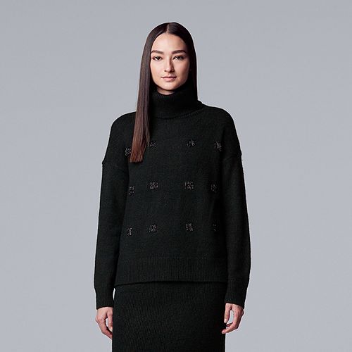 Women's Simply Vera Vera Wang Embellished Turtleneck Sweater