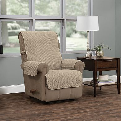 Jeffrey Home Ripple Plush Secure Fit Recliner Furniture Cover Slipcover
