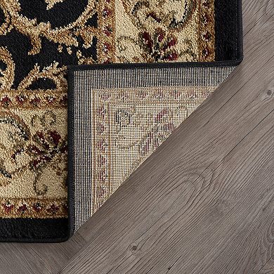 KHL Rugs Westminster Transitional Oriental Black Rectangle Area Rug, 9' x 12.6'